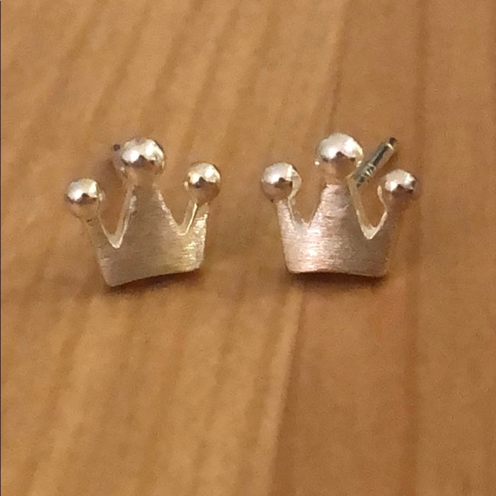 Crown Sterling Silver Mini Stud Earrings